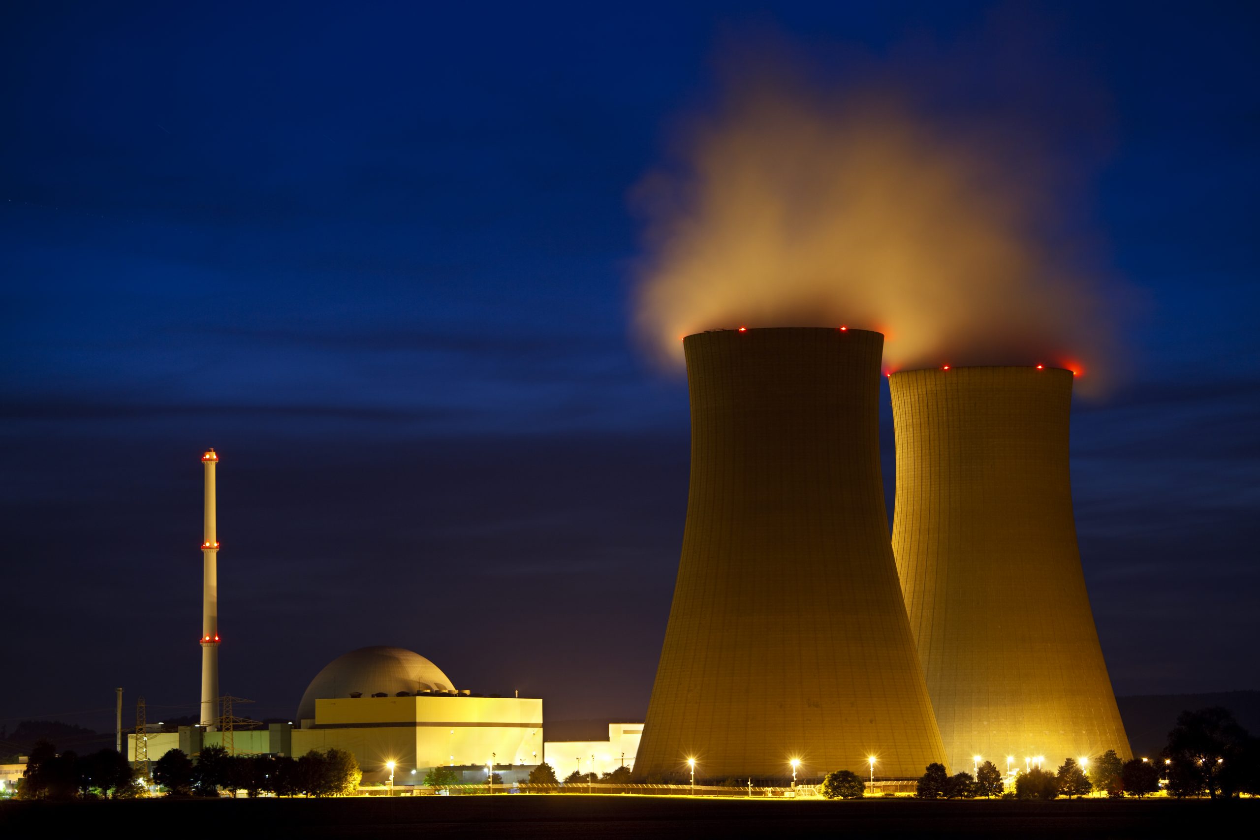 Nuclear Power Station At Night